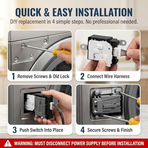 Interruptor de bloqueo de puerta lavadora LG Front Load repuesto 5