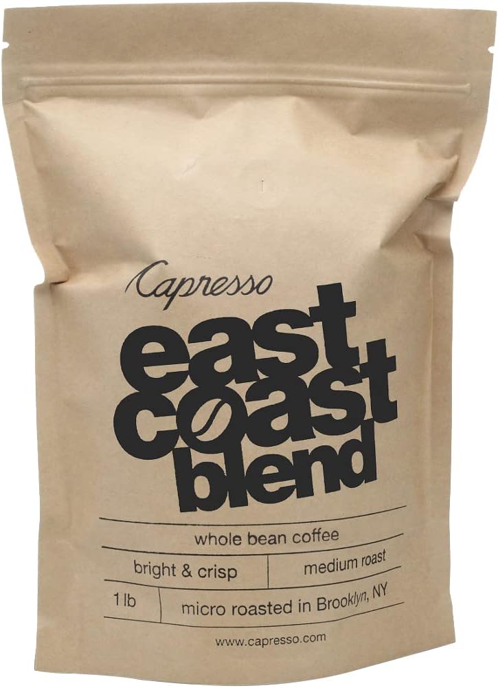 Bag of Capresso East Coast Blend whole bean coffee