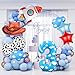 Toy Themed Decorations, 9pcs Cow Print Sky Blue Cloud Balloons with Rocket Balloon and Cowboy Hat Balloon for Kids Inspired Story 3rd Birthday Party Decorations (3rd)
