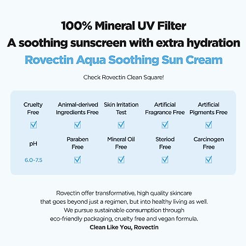 ROVECTIN-Aqua-Soothing-Sun-Cream-Korean-Physical-Sunscreen-Hydrating-UV-Protection-with-Chickweed-Sunflower-for-All-Skin-Types-Korean-Skin-Care-169-floz-50ml