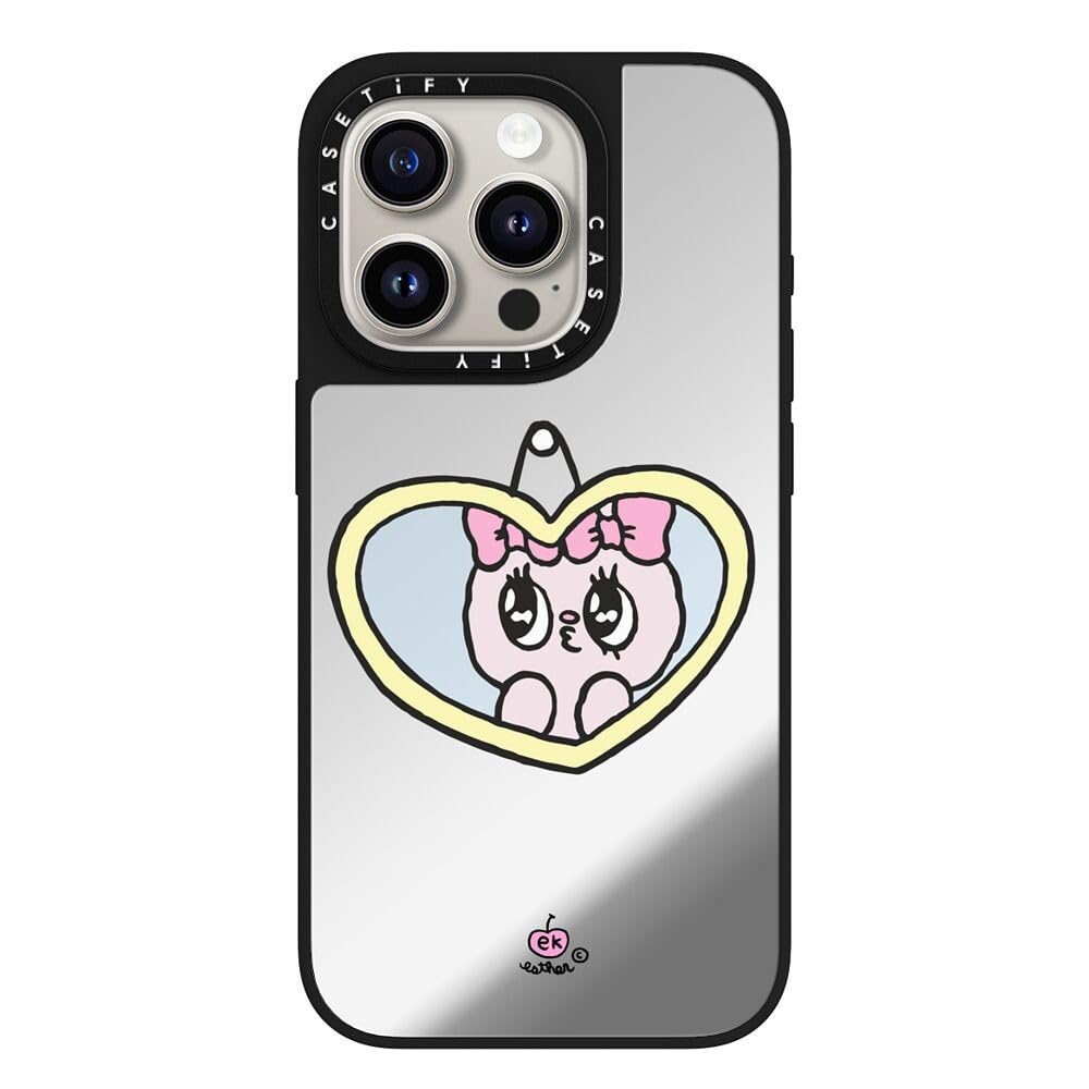 CASETiFY Magsafe 対応ミラー iPhone 15 Pro ケース [反射性 / 1.5mからの落下試験をクリア / Magsafe に対応] - I Love Me - シルバー (ブラックバンパー)