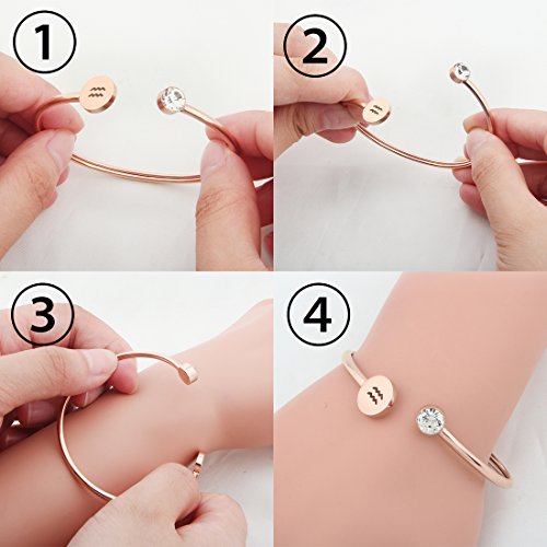 Zuo Bao Simple Rose Gold Zodiac Sign Cuff Bracelet with Birthstone Birthday Gift for Women Girls (Virgo) - Image 3