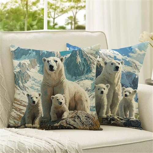 Housses coussin lin beige 55x55cm impression ours blanc double face premium - 3