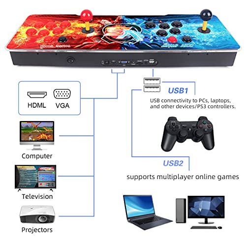 【14000 Games In 1】 3D+ Arcade Game Console - 14000 Games Installed,Wifi Function To Add More Games, Support 3D Games, 1280X720 ,Search/Save/Hide/Pause Games, Favorite List, 4 Players Online Game #TOP2