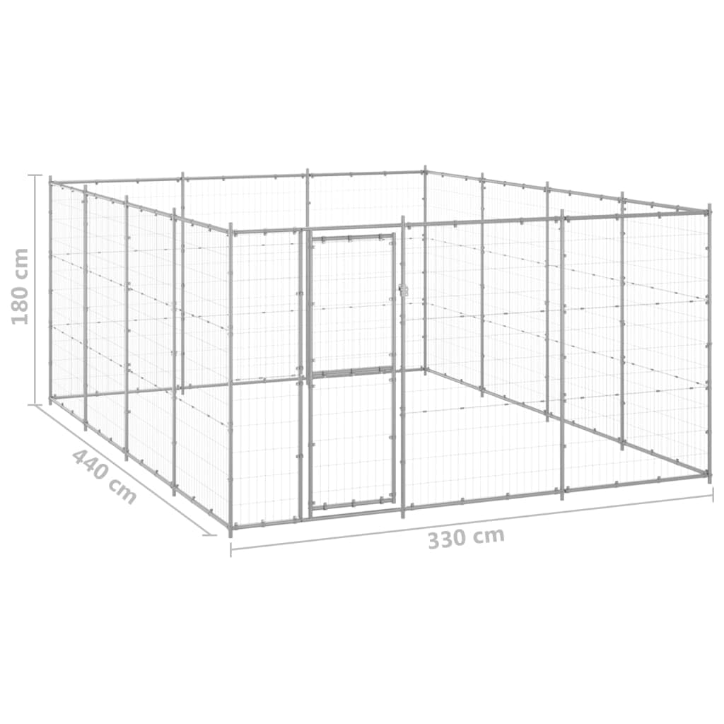 vidaXL Chenil Extérieur Acier Galvanisé 14,52 m² Enclos Niche Cage pour Chiens