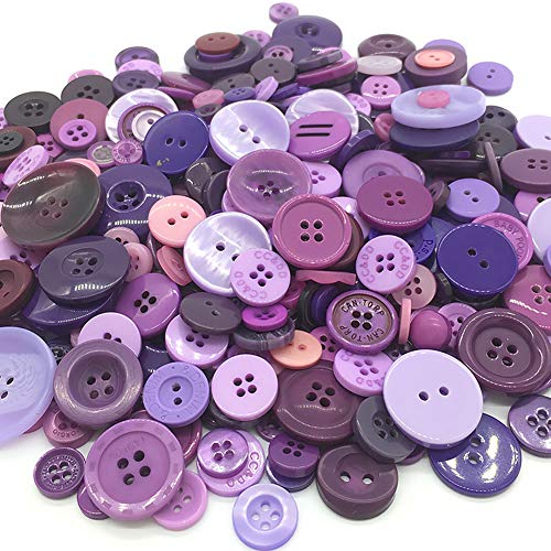 Emaan 650 Pieces Of Various Sizes Resin Buttons 2 And 4 Holes Round Craft Buttons Sewing Diy Crafts Scrapbook Children's Handmade Button Painting Button Bouquet (Purple） #TOP5