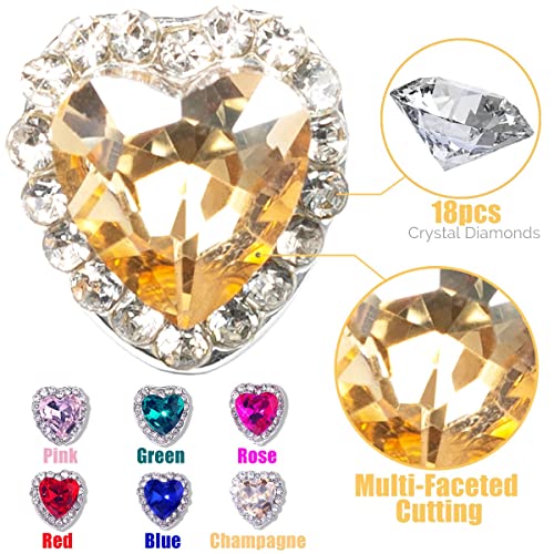 Qiipii 30 Pcs Heart Nail Charms For Nails Valentine's Day 3D Heart Nail Rhinestones Nail Gems 6 Color Love Crystals Diamonds Alloy Studs Nail Art Jewelry Supplies Decor For Acrylic Nails Diy Manicure #TOP2