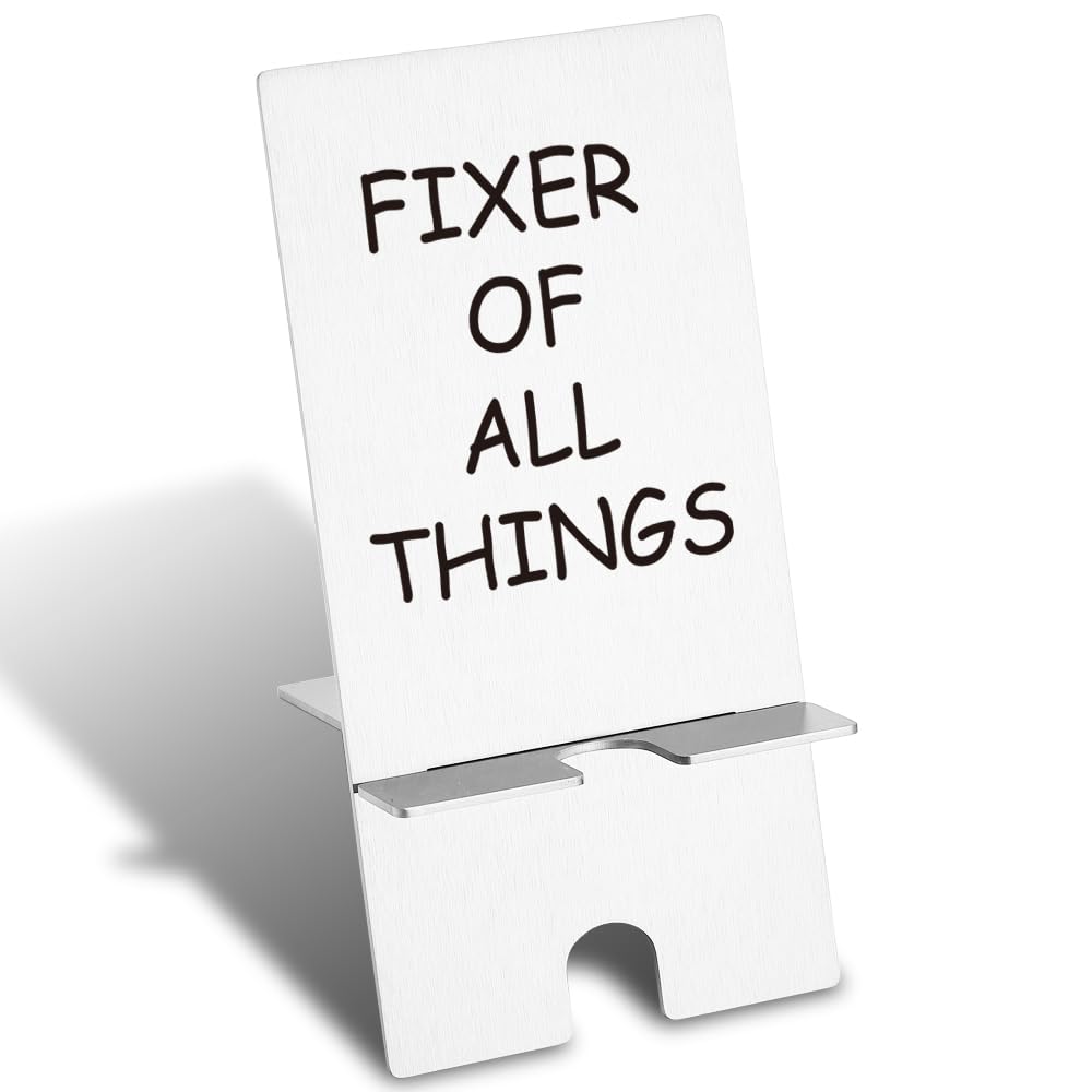 THRXOBN Fun Cell Phone Holder, White Stainless Steel, Portable Desk Decor Gift for Coworker