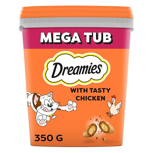 DREAMIES - Chicken Cat Treats - 2x350g - Multipack Snacks 2 Mega Tubs - Bulk Cat Food