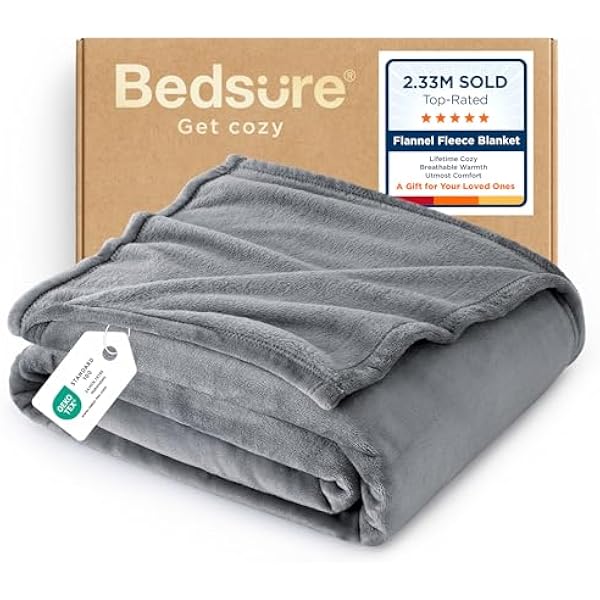 BEDSURE Флисовое одеяло, мягкое, лёгкое, плюшевое, уютное одеяло для кровати, дивана, кушетки, в путешествие, на кемпинг, 50 x 70 см, 300 г/м², серое
