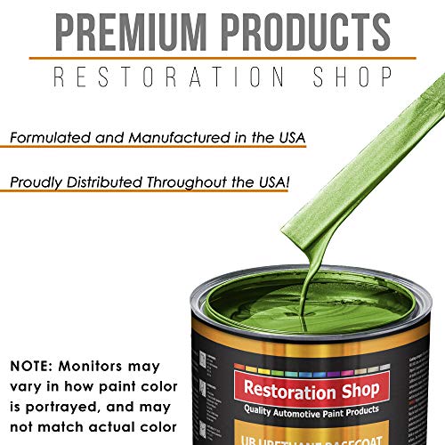 Restoration Shop - Synergy Green Metallic Urethane Basecoat With Clearcoat Auto Paint - Complete Slow Gallon Paint Kit - Professional High Gloss Automotive, Car, Truck Refinish Coating #TOP3