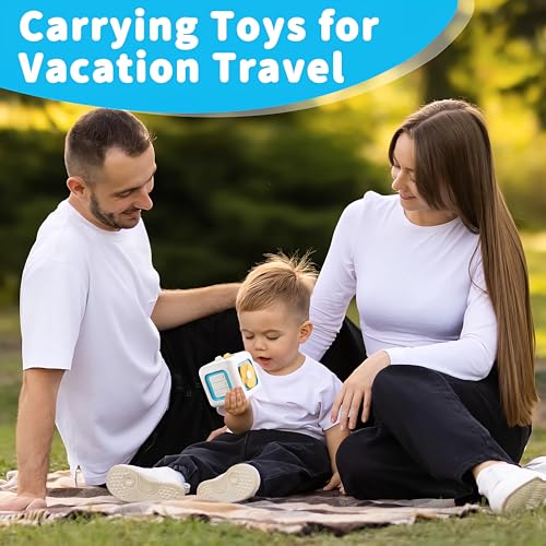 Image of Brand Conquer Montessori Busy Cube for Toddlers 1-3,Car Travel Toys Busy Board Activity Cube,Learning Stocking Stuffers Educational Birthday Gifts Sensory Baby 12-18 Months (Fan Learning 6 in 1 Blue)