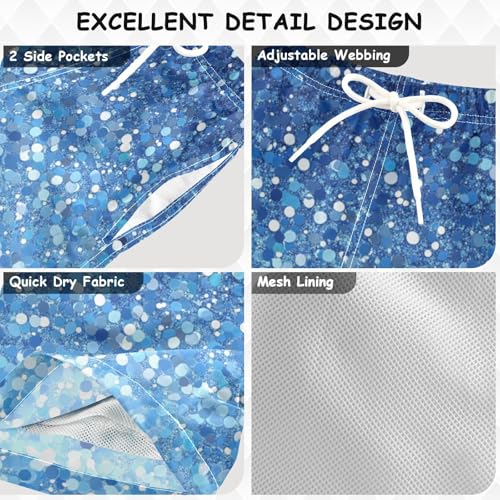 Pigsaly Boys Swim Trunks Dark Sky Blue Gradient Glitter Boys Board Shorts Swimsuit Swimwear Summer Bathing Suit 5T3