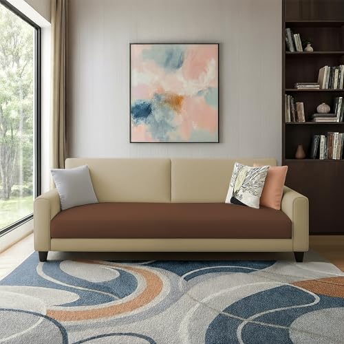 Image of Kathleen 3 Seater Sofa Set for Living Room - Foldable Convertible Couch Furniture for Home, Office or Guest Use, Modern Designer Stylish Comfortable (Cream Brown)