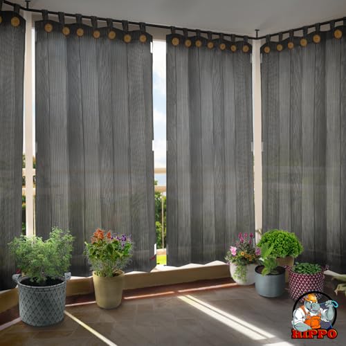 Image of HIPPO HDPE 230 GSM Outdoor Loop Curtain (Cool-Grey, 3 Feet X 9 Feet, Pack of 2)