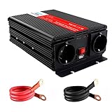 Bapdas 1500W Kfz-Wechselrichter / Spannungswandler DC 12 V auf AC 220-230 V mit 2 AC Buchse und 80cm Kable