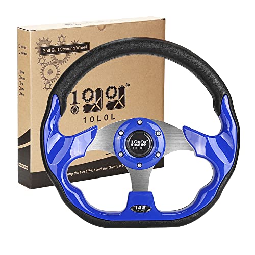10L0L Golf Cart Steering Wheel, Universal Design Fit Ezgo Rxv & Txt, Club Car Ds, Club Car Precedent Tempo, Yamaha, Most Golf Cart (Style2 Blue) #TOP7