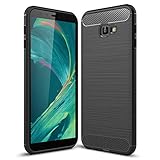 Galaxy J4 Plus case,Galaxy J4 Prime/J4 Core case,MAIKEZI Soft TPU Brushed Anti-Fingerprint Full-Body Protective Phone Case Cover for Samsung Galaxy J4+(Black Brushed TPU)