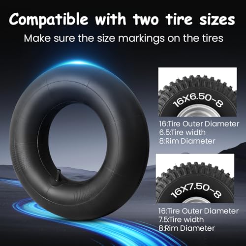 Image of 16x6.50-8 Inner Tube, 16x7.50-8 Tire tube 16x6.5x8 Tube with for Lawn Mower,Lawn Tractor,Garden Tractor,Riding Mowers,Motorcycles,Golf Carts,Farm Equipment TR-13 Straight Valve Stem 4 Pack