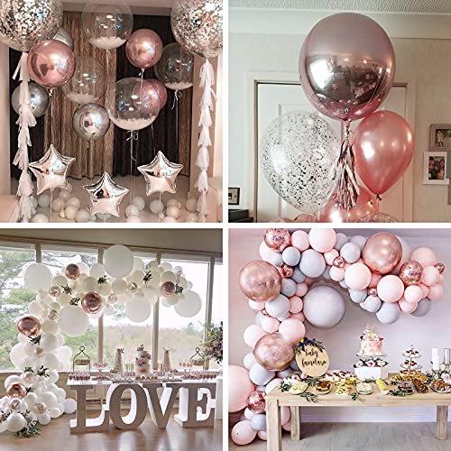Image of PartyWoo Rose Gold Foil Balloons 6pcs Large Round Giant Jumbo 4D Balloons
