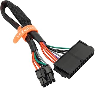 24 Pin to 8 Pin ATX PSU Power Adapter Sleeved Cable for DELL Optiplex 3020 5040 7020 9020 Precision T1700 13-inch(33cm)