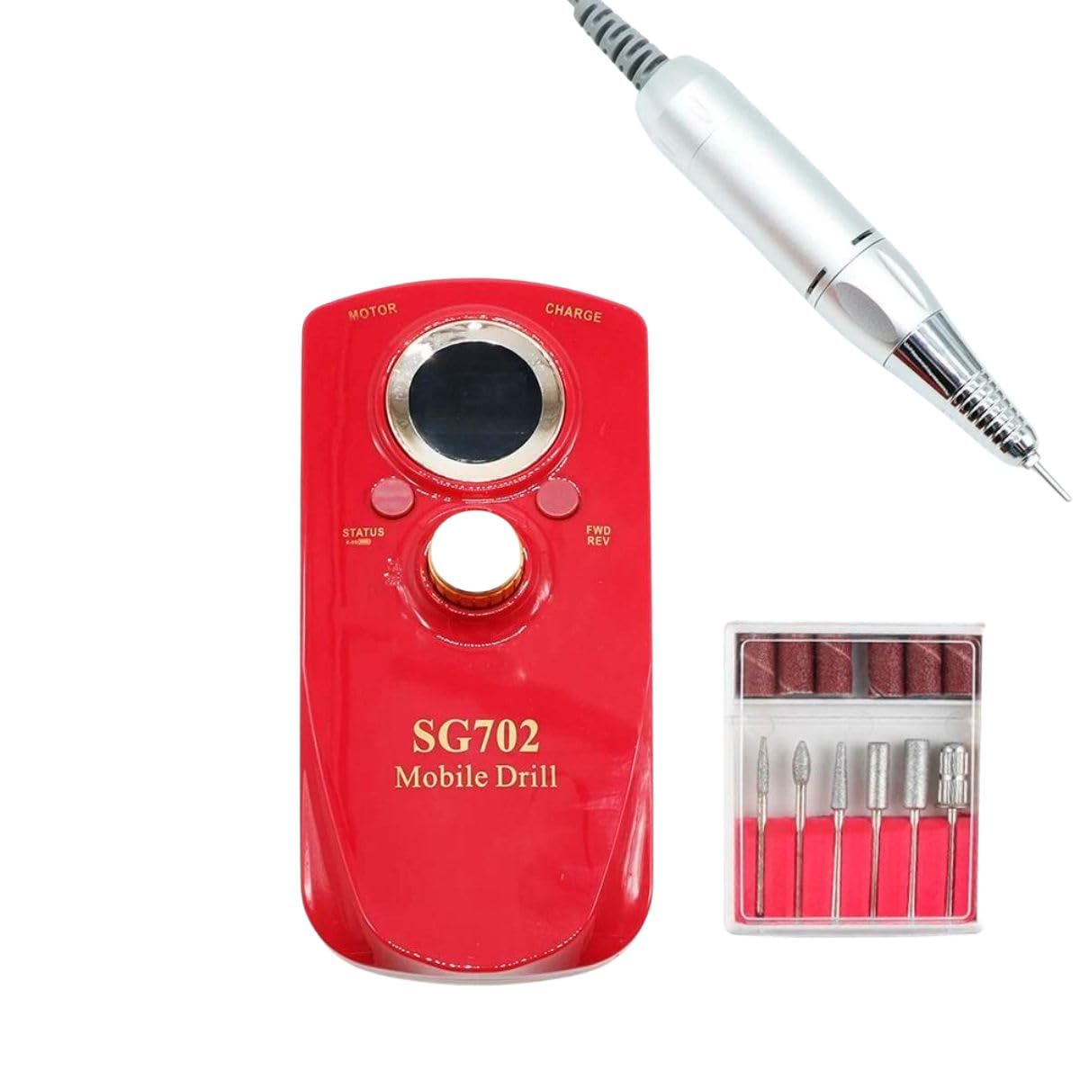 Lixadeira de Unhas Elétrica Domeasy Profissional Vermelha Motor Potente para Manicure e