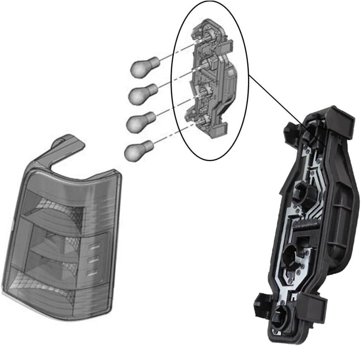Autocraft (Lot de 2) Platine de feux arrière gauche ou droite, Support d’ampoules pour Berlingo I Peugeot Partner I OEM 634679