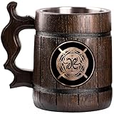 Fa Ble Guild Seal Custom Beer Mug, Personalized Stein, Wooden Tankard, 22 fl oz