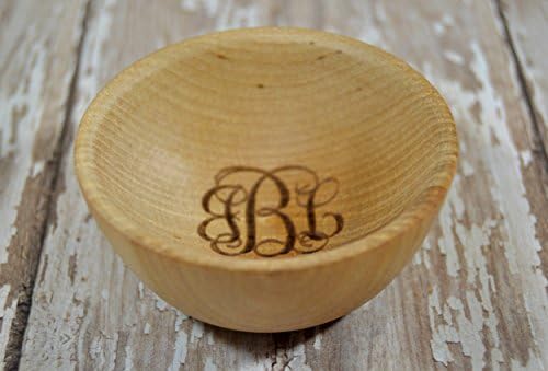Wood Ring Bowl / Dish with Monogram Initials