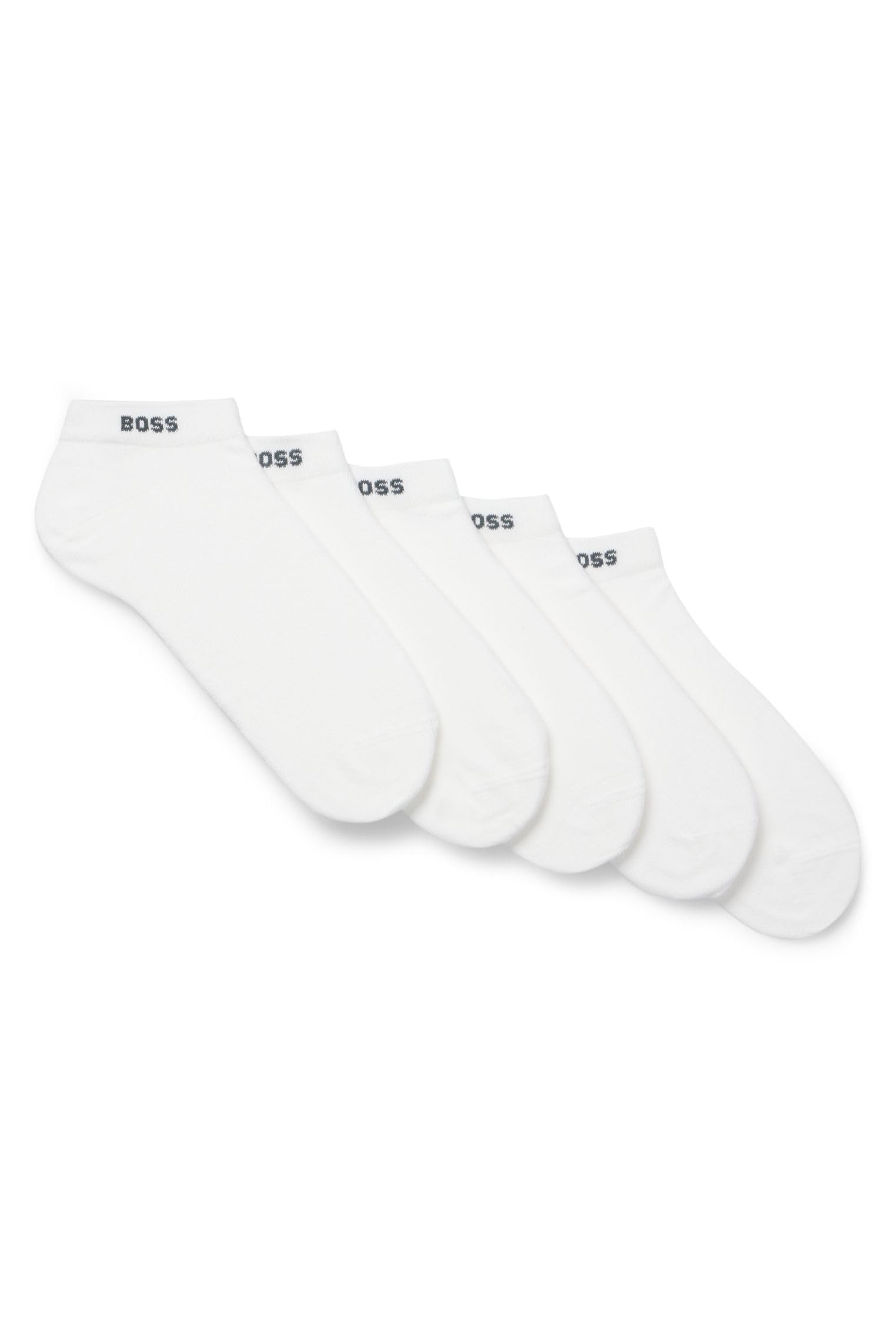 BOSS Mens 5P AS Uni CC Five-pack of cotton-blend ankle-length socks with branding