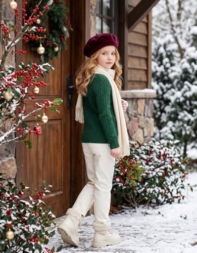 Image of Arshiner Girls Sweaters Long Sleeve Crew Neck Pullover Sweater Jumper Tops
