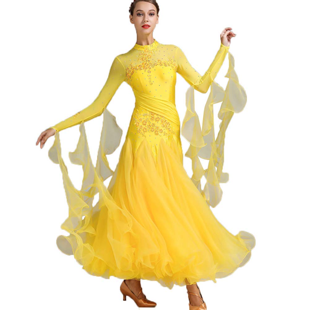 Abiti da Ballo Standard Nazionali per Donne Moderno Competizione Vestito Sala da Ballo Gonna Elastica Prestazioni del Valzer Tango Costumi Grande Swing Tulle