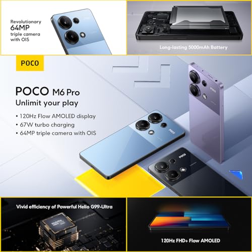 XIAOMI POCO M6 Pro Smartphone 12+ Helio G99 Ultra Écran AMOLED DotDisplay 6 67 Triple Caméra 64MP Charge 5000mAh - vue 8