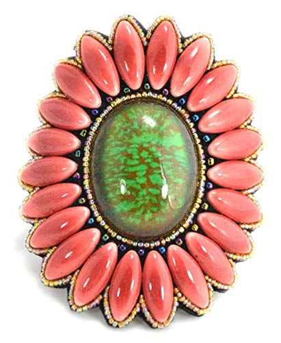 Bracelet élastique rose et émeraude perles porcelaine femme