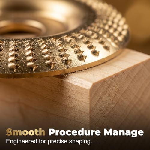 Image of 3PCS Wood Grinding Disc Set for Angle Grinder, Carbon Steel Shaping Wheel Attachments, 4 Inch and 4.5 Inch Angle Grinder Discs for Wood Sanding Carving and Finishing (Gold)