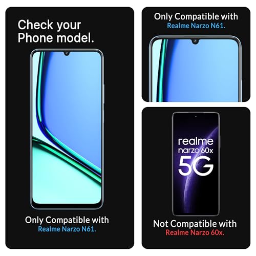 Image of ArmourPro Military Grade Gorilla Tempered Glass Compatible For Realme Narzo N61, C63, C61, C51, C53, Narzo N63 and N53 (6.74 Inch) With Installation Kit | Edge To Edge Coverage | Black, Pack of 2