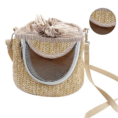 OVAQUIXI Hamster- Tasche, Atmungsaktives Netz- Flanell, Verstellbarer Riemen, Tragbar, für Meerschweinchen, Zuckergleiter, Outdoor- Einsatz (Hellbraun)