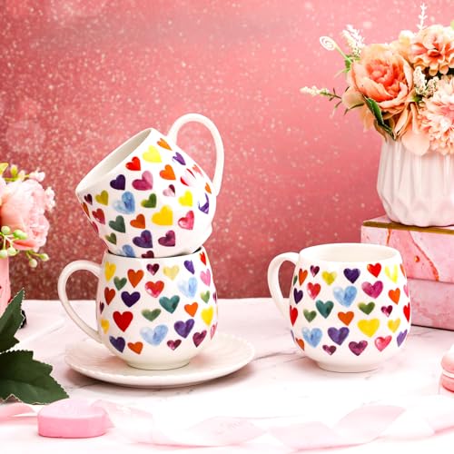 Set de 6 tazas de café de cerámica en forma de corazón miniatura 3