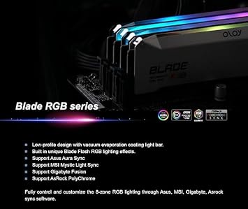 OLOy DDR4 RAM 32GB (2x16GB) Black Hairline Blade RGB 2666 MHz CL19 1.2V 288-Pin Desktop UDIMM (MD4U1626190BRKDA)