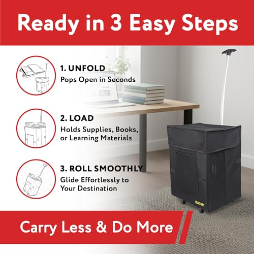 dbest products Bigger Smart Cart, Black Collapsible Rolling Utility Cart Basket Grocery Shopping Teacher Hobby Craft Art by dbest products - Image 2
