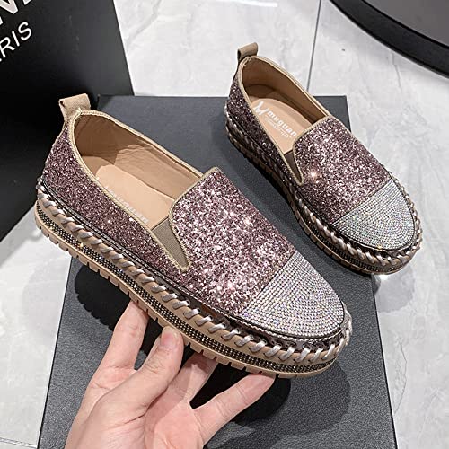 Image of Women's Fashion Rhinestone Slip On Sneakers Casual Comfort Platform Walking Shoes Cute Bowknot Glitter Bling Loafers