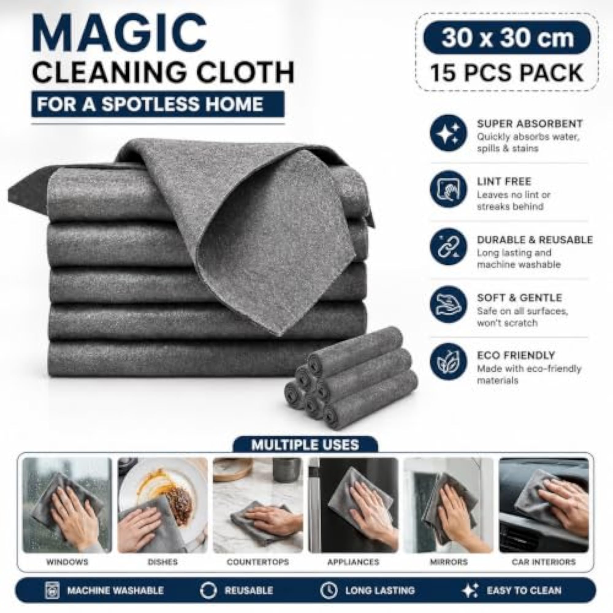 5-Piece Kitchen Cleaning Combo with Magic Cloth, Soap Pump & Mini Mop