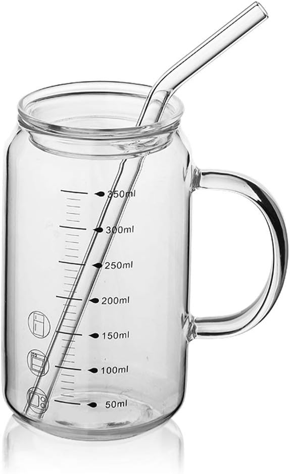 Measuring Cup, Transparent Glass Milk Bottle Microwave Oven Heating Sturdy Heat Resistant (Color : A) (A)