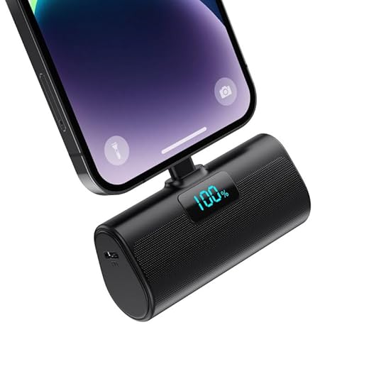 Mini Cargador Portátil para iPhone, 5200mAh Ultra-Ligera 20W PD Carga Rapida Batería Externa Compacto Power Bank con Pantalla LCD Powerbank Compatible con iPhone 14/14 Pro/13/12/11/XR/X/8/7/6 y Más