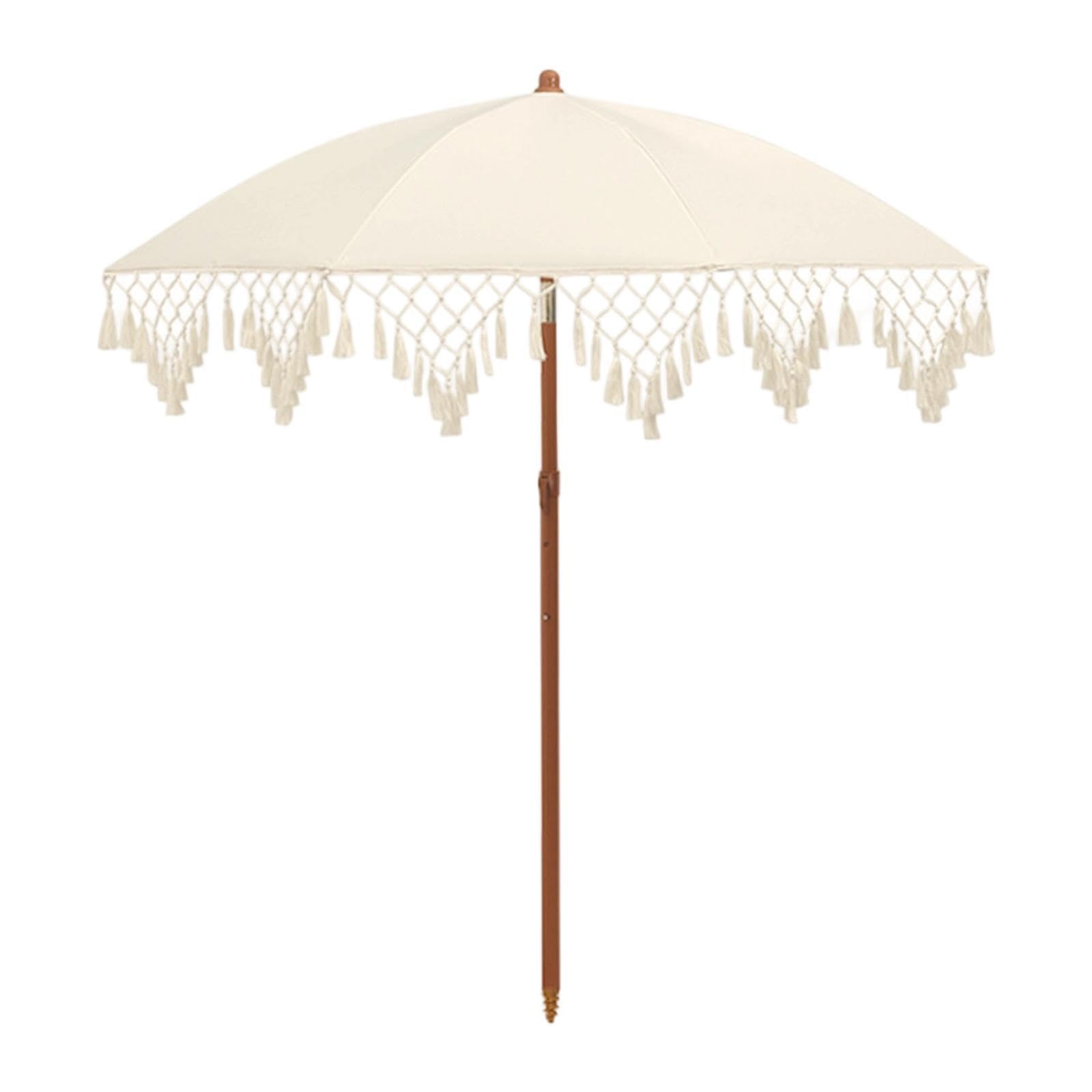 Heavy Du UV Protect Parasol tarasowy z frędzlami - zewnętrzny zadaszenie sune na podwórko, plażę i podróż - idealny na relaks