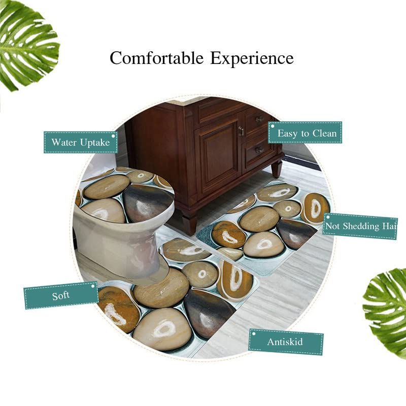 NINOCA Badteppich-Set 3-teilige rutschfeste Badematte, Badezimmerteppich-Set Badvorleger Toilettenmatte, Toilettensitz… – Bild 3