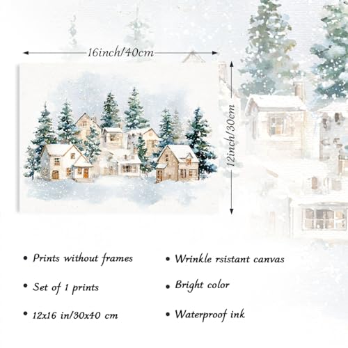 Arte de pared de invierno y decoración navideña en cuadro de paisaje de 16x12 sin marco 6