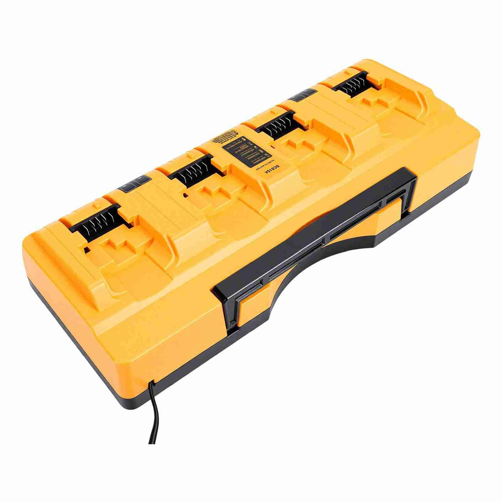 FTVOGUE Caricabatterie A 4 Porte, Stazione di Ricarica Rapida da 3 A per | Protezione da Surriscaldamento, Maniglia Pieghevole, Fori per Montaggio a Parete, Compatibile con Batterie Al Litio da 20 V