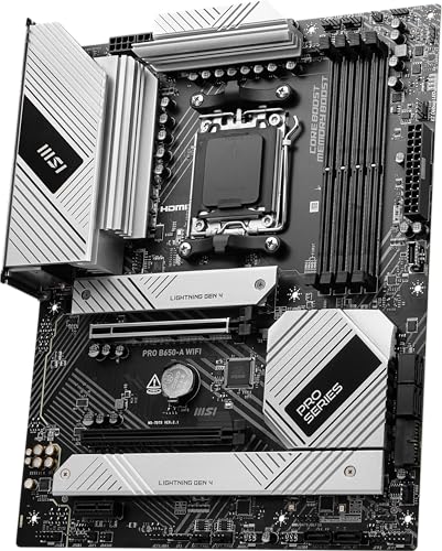 Image of MSI PRO B650-A WiFi ProSeries Motherboard (AMD Ryzen 9000 /8000 /7000 Series Processors, AMD AM5, ATX, DDR5, PCIe 4.0, M.2, SATA 6Gb /s, USB 3.2 Gen 2, HDMI /DP, Wi-Fi 6E)