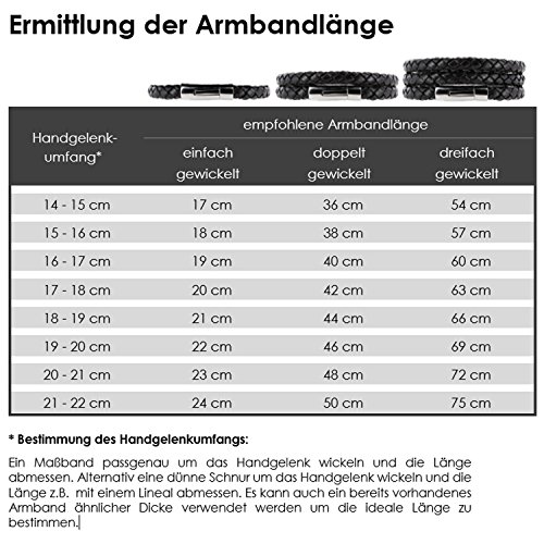 Auroris Echtleder Kette/Armband geflochten 5MM Farbe: schwarz mit Hebeldruckverschluss aus Edelstahl - Länge: 45cm
